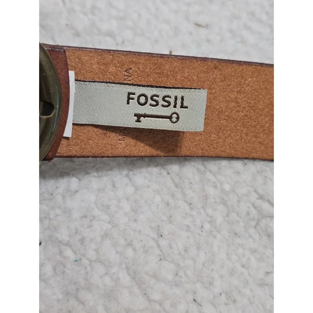 Fossil Mens Brown Leather Belt Brass Buckle Large BT4113 231